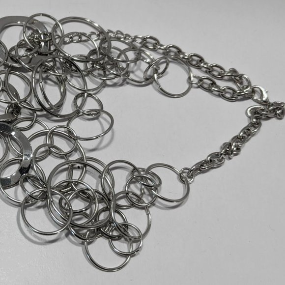 Geometric Multi Chain Statement Necklace Earrings - Picture 4 of 7